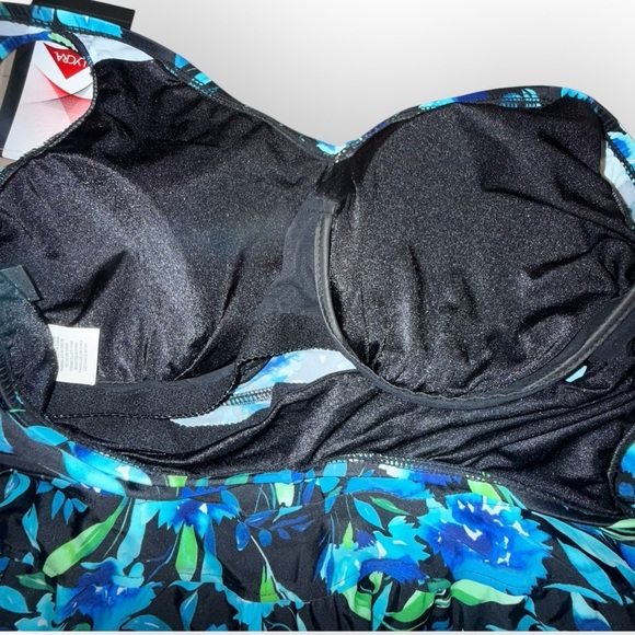 NWT Maxine of Hollywood Women's Over The Shoulder Empire Tankini Swimsuit Top 14 - Picture 5 of 13